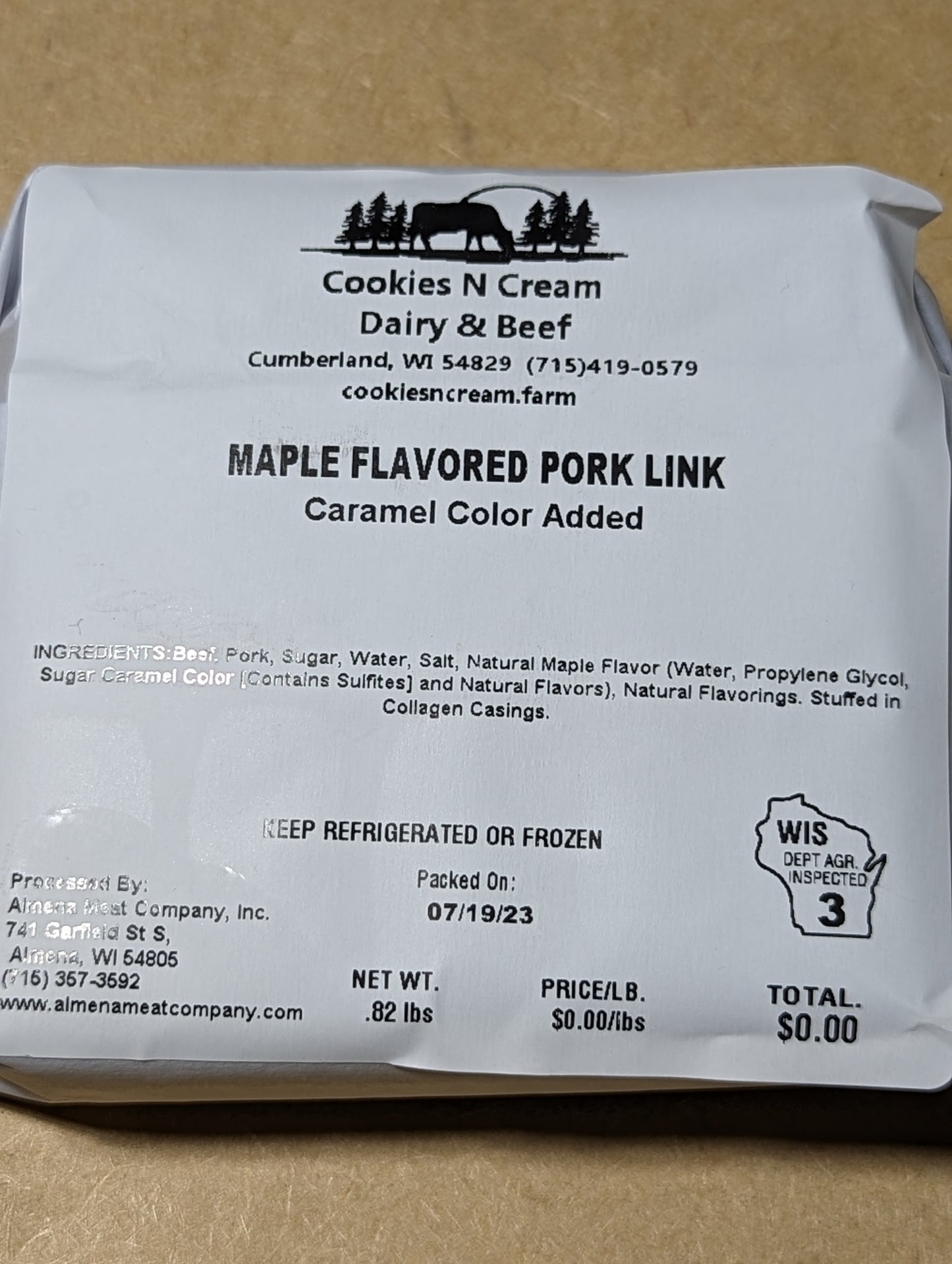 Maple Sausage Links ~ 50% beef